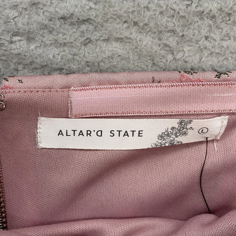 Altar'd State Floral Crop Top Womens Large Pink‎ Off Shoulder Hannali Coquette